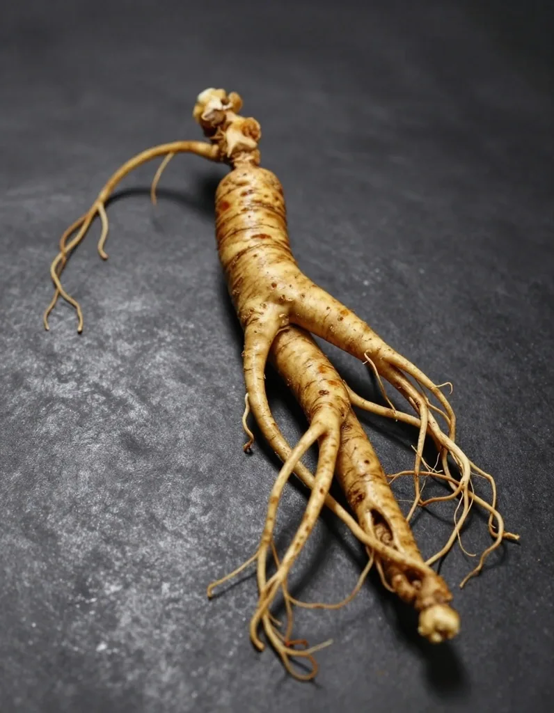 Regional ginseng root variety on a dark surface