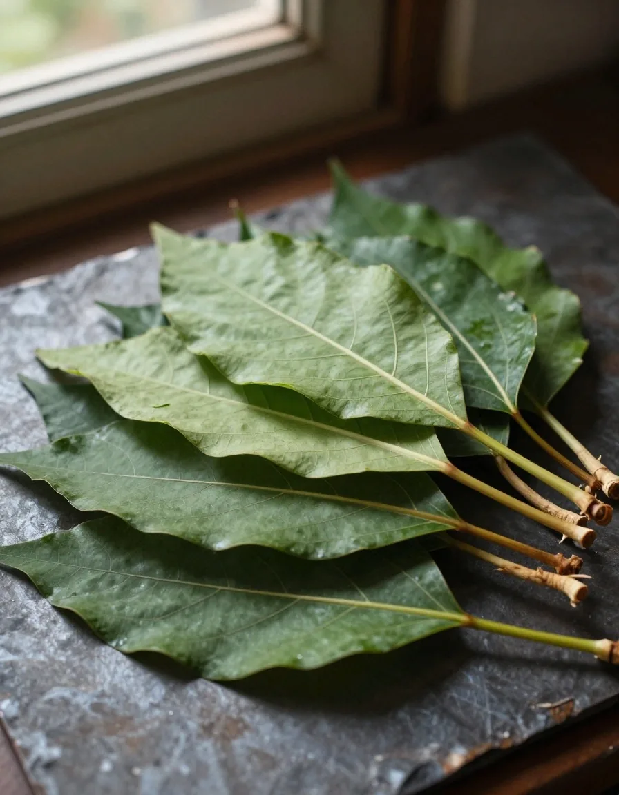 Botanical ingredients on dark zinc surface