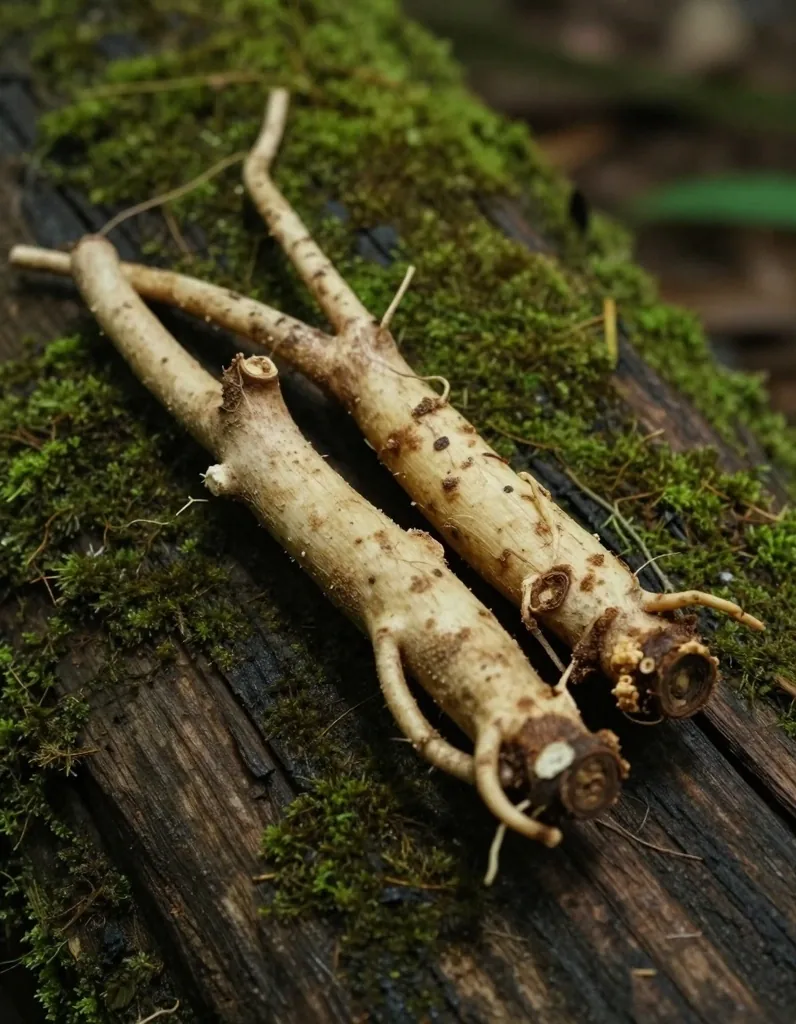 Tongkat Ali root specimen on a dark surface